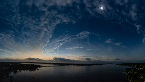 20240408 Eclipse Panorama Stock Photos