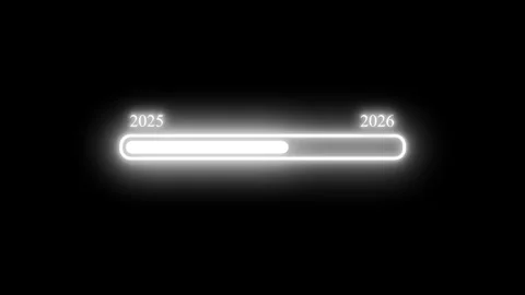 2025 to 2026 Animated Neon Loading Indicator with Bright Electric Glow and .. Stock Footage 337077769