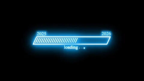 2025 to 2026 Cyber Neon Progress Bar Animation with Dynamic Loading Effect Stock Footage 337077761