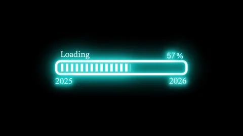2025 to 2026 Glowing Neon Loading Bar Animation with Smooth Progress Tracki.. Stock Footage 337077754