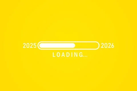 2025 To 2026 loading bar isolated on yellow background Stock Illustration