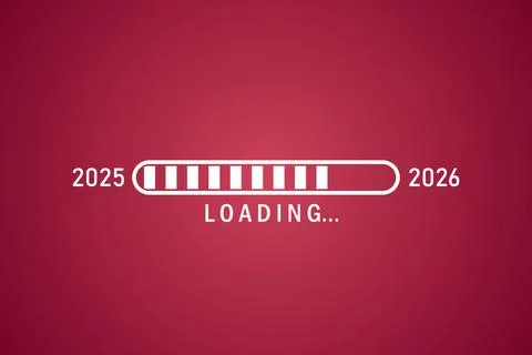 2025 to 2026 loading bar on red background Stock Illustration