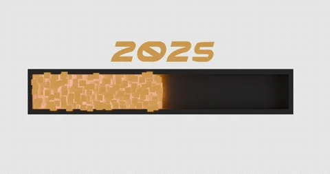 2025 to 2026 New Year Progress Bar Loading Loop - Alpha Channel 4K Stock Footage 322108249