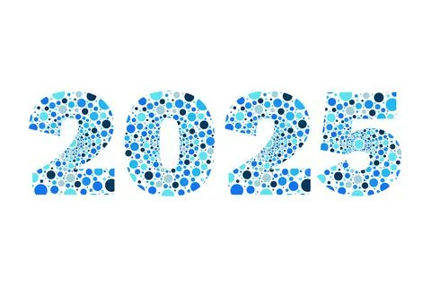 2025 blue circle vector symbol. New Year isolated bubbles icon 스톡 일러스트