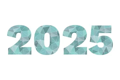 2025 blue triangle vector symbol. New Year isolated poly icon. Illustration