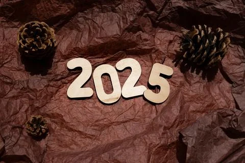 2025 on a brown background Stock Photos