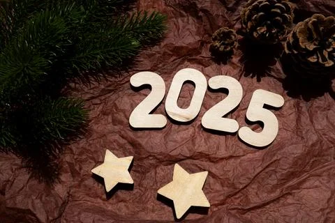 2025 on a brown background Stock Photos