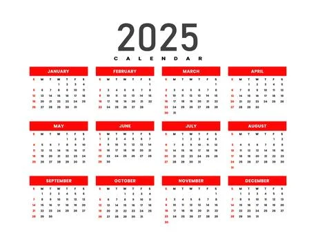 2025 calendar template Stock Illustration