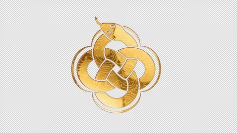 2025 cartoon snake gold loop icon Video stock 291535894