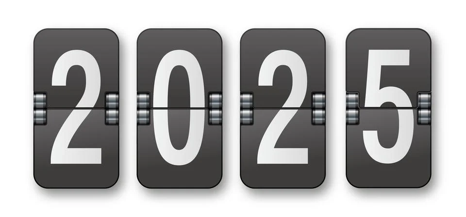 2025 Countdown timer with different numbers isolated on background. Clock イラスト素材