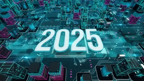 2025 with digital technology concept Vídeos de archivo 104522621