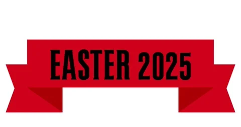 2025 Easter Text on banner ribbon Stock Footage 305613417