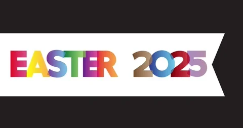 2025 Easter Text on banner ribbon video Stock Footage 305613419