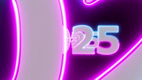 2025 Future Concept Marking and Expansive Landscape. 2025 year coming neon .. Stock Footage 293486364