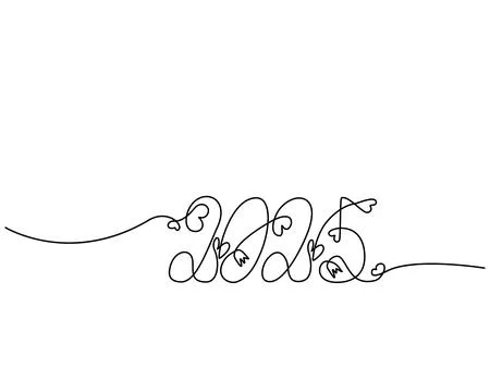 2025 hand drawn one continuous line inscription with decorative elements Illustrazione stock