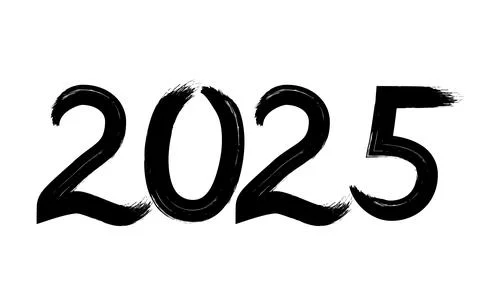 2025 Hand written numbers with brush. Calligraphy lettering for New Year. H.. Stock Illustration