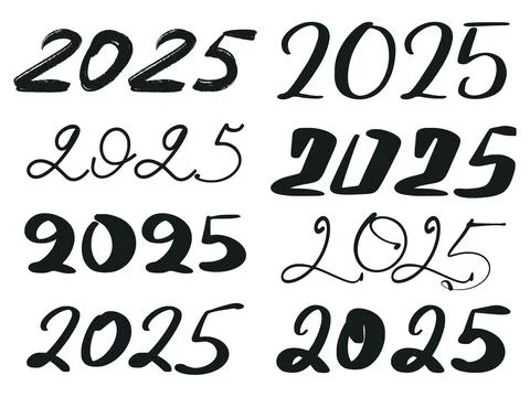 2025 handwritten set vector graphic clip art Stock Illustration