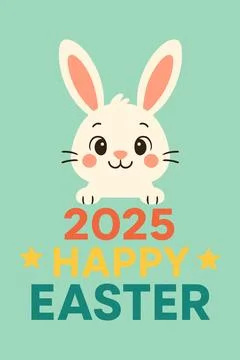 2025 happy easter bunny greeting card 스톡 일러스트