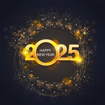 2025 Happy New Year illustration made by Golden points and lines, greeting ca Stock Illustration