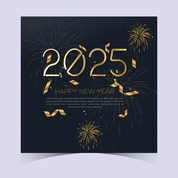 2025 Happy New Year Web Banner design. Happy New Year Wishes Greetings Template Stock Illustration