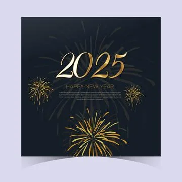2025 Happy New Year Web Banner design. Happy New Year Wishes Greetings Template Stock Illustration