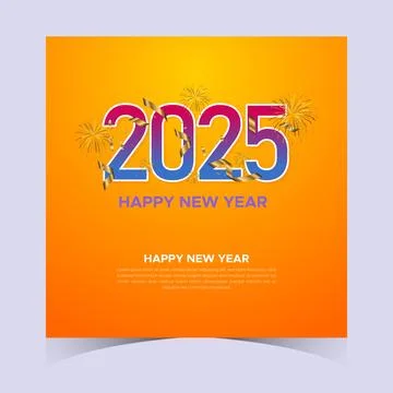 2025 Happy New Year Web Banner design. Happy New Year Wishes Greetings Template Stock Illustration