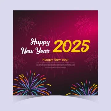 2025 Happy New Year Web Banner design. Happy New Year Wishes Greetings Template Stock Illustration