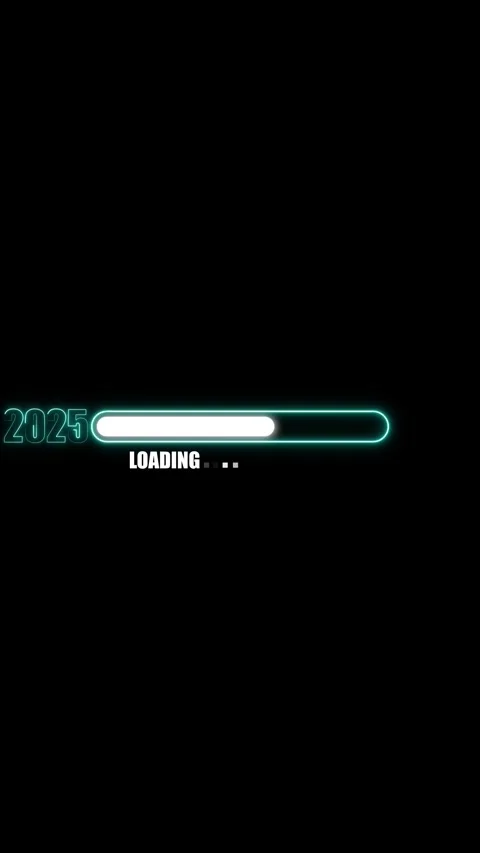 2025 loading progress bar with cyan neon outline. Cyan loading bar and 2025.. Vídeos de archivo 344861216