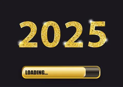 2025 Loading Progress Bar Golden text 2025 and loading progress bar on the... Stock Photos