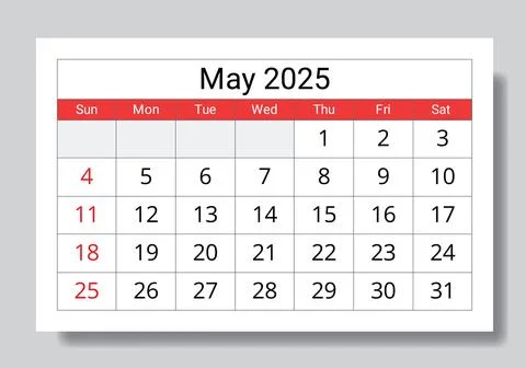 2025 may calendar. vector collection of English monthly page calendars. Des.. Stock-Illustration