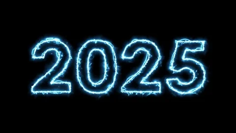 2025 neon blue lightning animated happy new year happy new year 2025 neon b.. Stock Footage 277500597