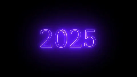 2025 neon line text. Abstract 2025 neon text animation, Glowing neon number.. Stock Footage 337831524