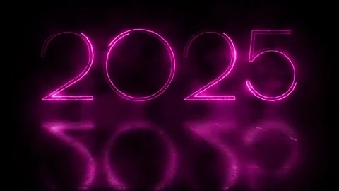 2025 Neon Text Sign Reflection Stock Footage 294542260