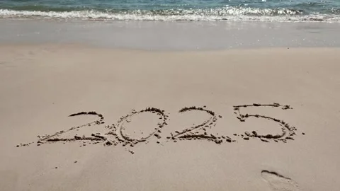 2025 New Year Coastal Waves Scene Stock Footage 264994358