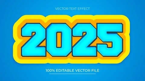 2025 New Year editable text effect template bold typography Stock Illustration