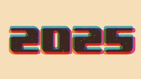 2025 new year frame with riso print effect. Vintage decoration of 70s 80s, 90s.  Stock Footage 291391567