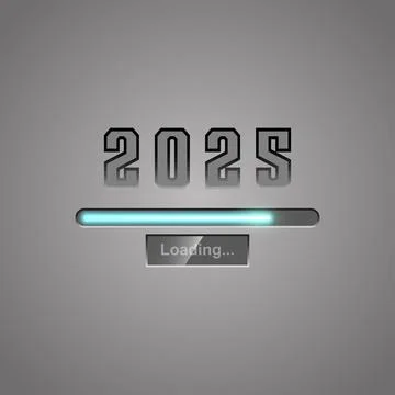 2025 New Year loading bar on gray background. Template for New Year greetin.. Stock Illustration