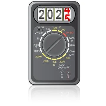 2025 New Year Multimeter on a white background. Stock Illustration