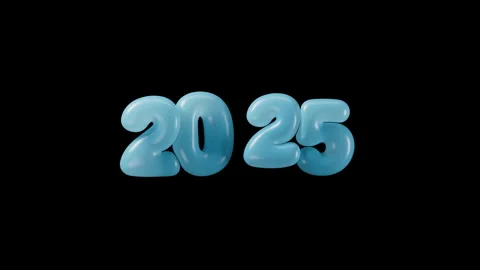 2025 New Year numbers in the form of azure thin plastic inflated balloons Stock Footage 287765693