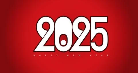 2025 New year text concept on a red background concept series Stock Illustration