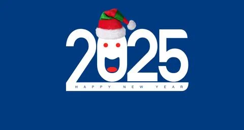 2025 New year text concept on a blue background concept series 스톡 일러스트
