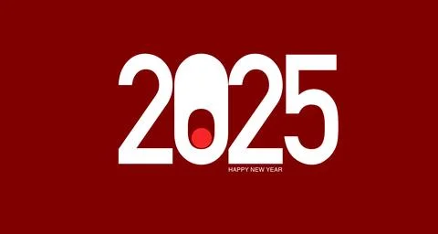 2025 New year text concept on a red background concept series Stockillustratie