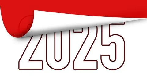 2025 New year text concept on a red background concept series 库存插图