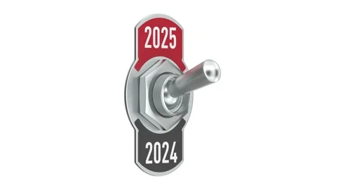 2025 new year. Toggle switch on white background. Isolated 3D illustration Stock Footage 280896938