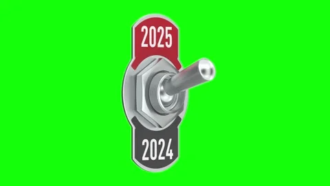 2025 new year. Toggle switch on green background. Isolated 3D illustration Stock Footage 281491734