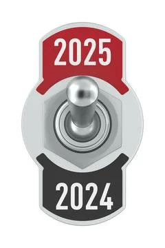 2025 new year. Toggle switch on white background. Isolated 3D illustration Ilustración de archivo