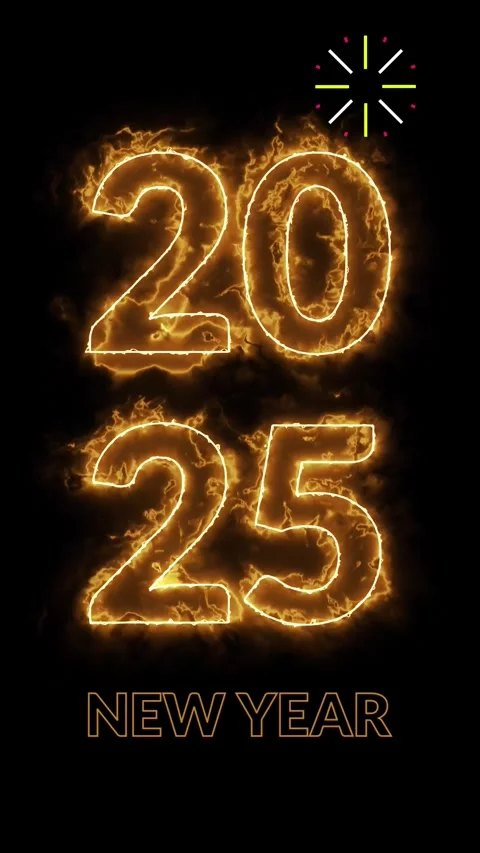 2025 new year vertical animation with fire effect 库存影片 293082259