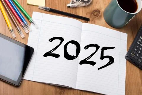 2025 - Note Pad With Text Stock Photos