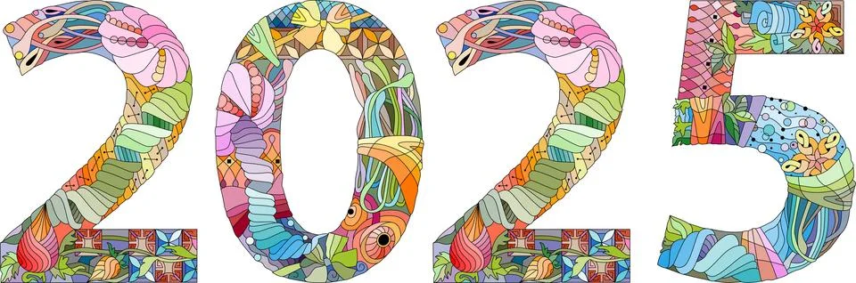 2025 number design. Cute vector Illustration for decoration Ilustración de archivo