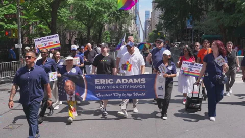 2025 NYC Pride March is opened on Fifth Avenue in New York City. Stock-Footage 312236226